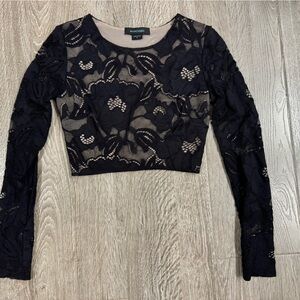 Marciano Black Lace cropped blouse